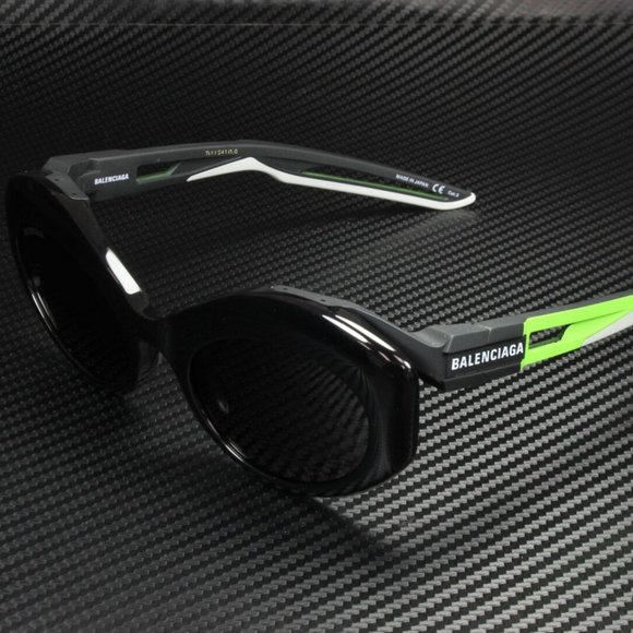 Balenciaga Women's Black Green and Grey Sunglasses